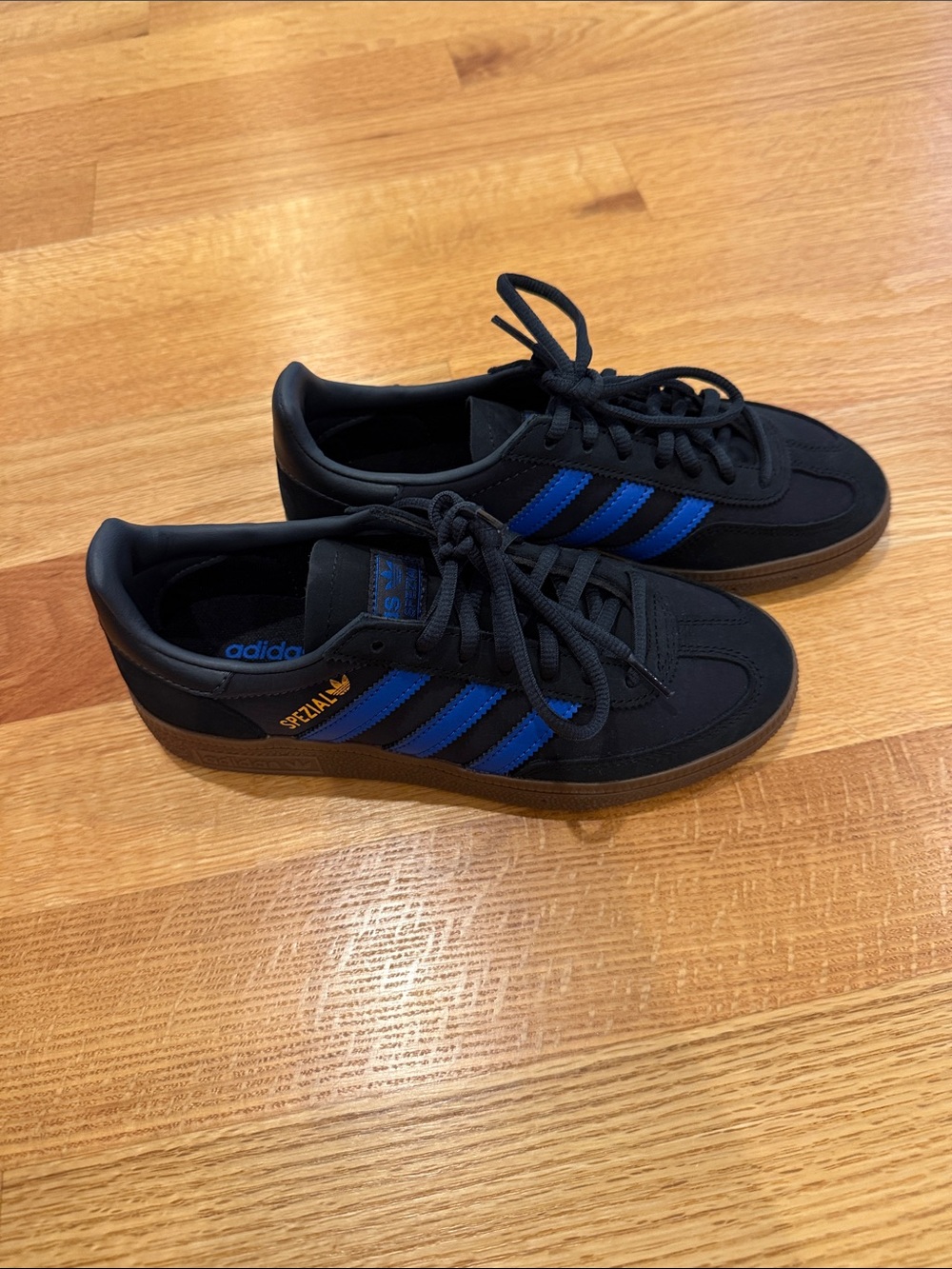 adidas Handball Spezial Kids Black with Blue Stripes